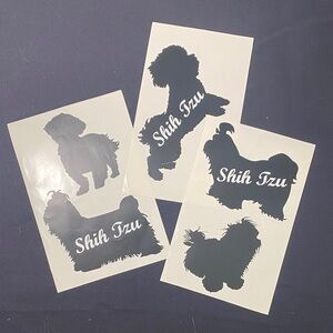 Shih Tzu Wall Decal Set - Black Shih Tzu Silhouette Stickers
